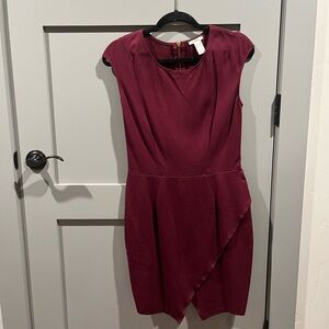 Bar III Asymmetrical Dress in Deep Burgundy